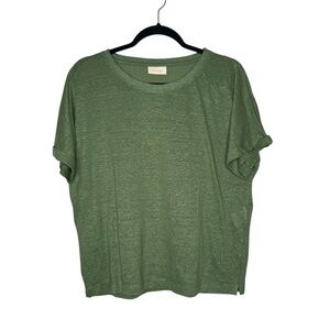 Poetry linen jersey olive green T-shirt women's 8 boho hippie minimalist casual